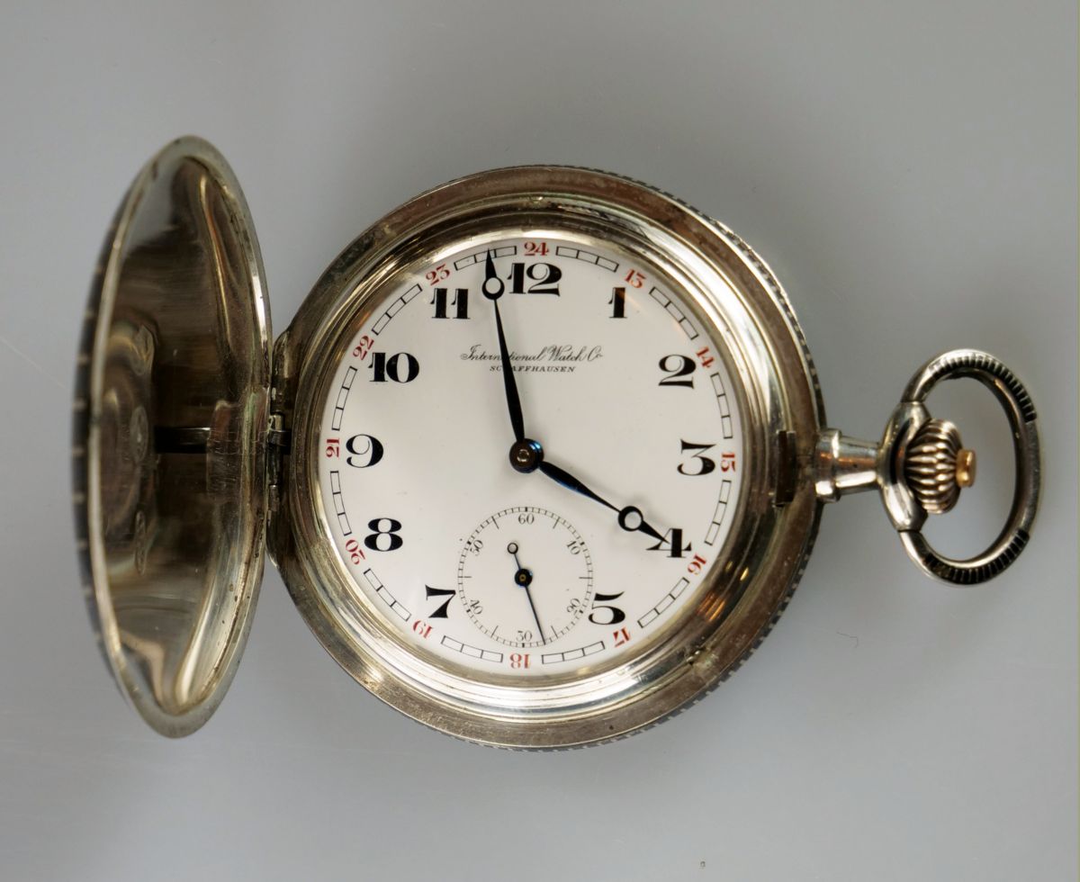 Stříbrné kapesní hodinky – IWC Schaffhausen