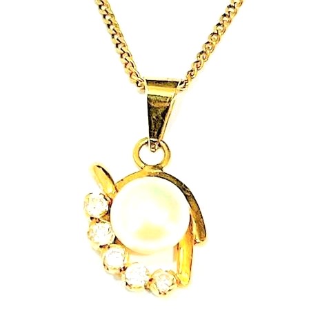 Zlatý přívěšek s říční perlou, včetně řetízku