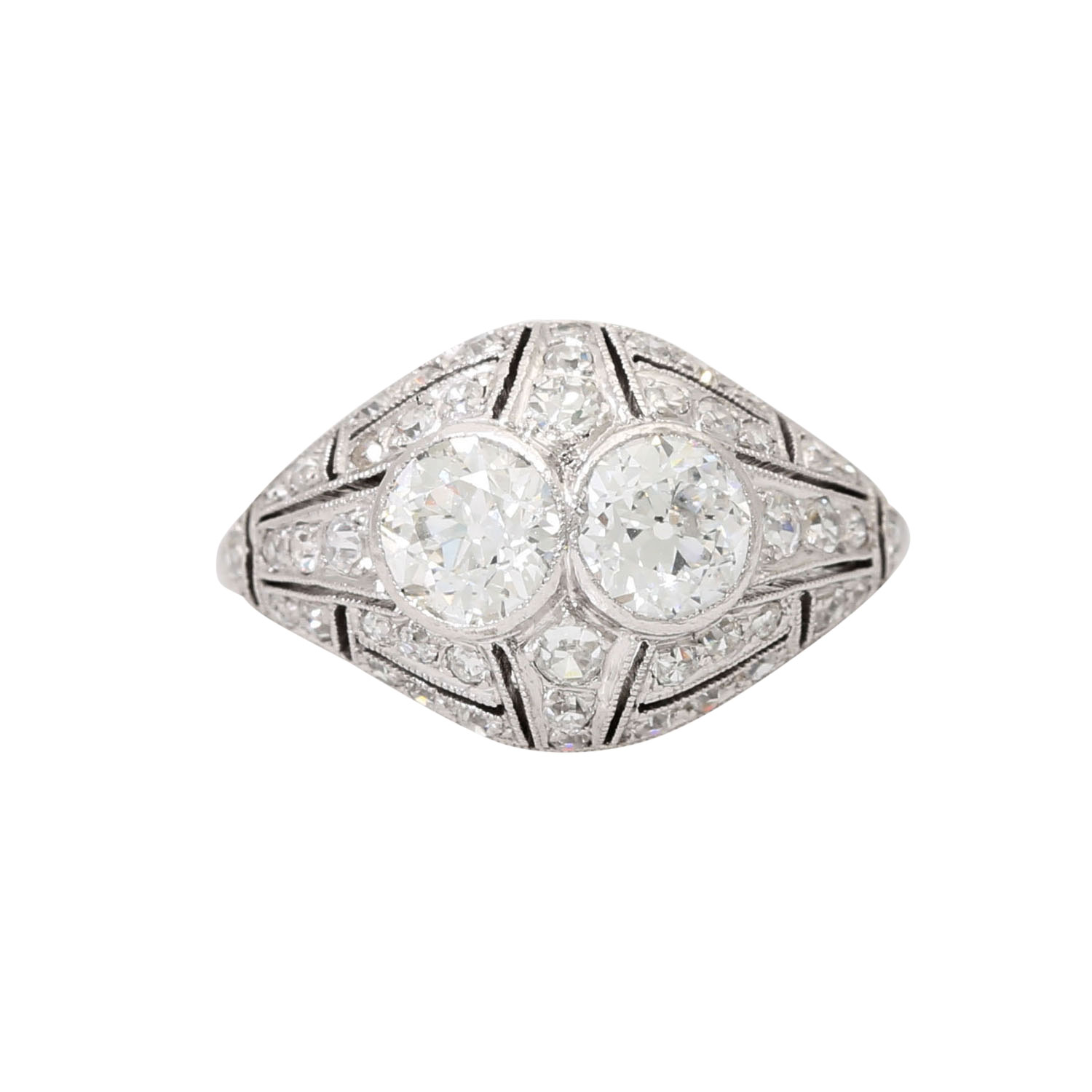 Platinový prsten s brilianty1,45 ct, období Art Deco